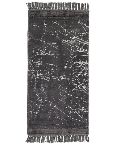 Tapis HANLI Gris foncé 80 x 150 cm Soie artificielle
