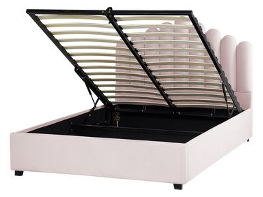 Ottoman Bed Velvet VINCENNES 140 x 200 cm (EU Double) Pastel Pink