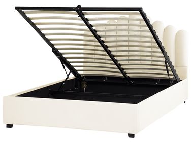 Ottoman Bed Velvet VINCENNES 160 x 200 cm (EU King Size) Off-White