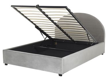 Ottoman Bed Velvet VAUCLUSE 160 x 200 cm (EU King Size) Light Grey