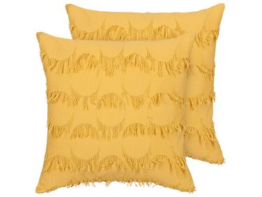 Set van 2 sierkussens AGASTACHE 45 x 45 cm Geel geometrisch patroon