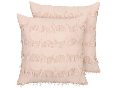 Set van 2 sierkussens AGASTACHE 45 x 45 cm Roze geometrisch patroon