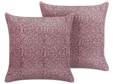 Set van 2 sierkussens ROMNEYA Fluweel 45 x 45 cm Roze bloempatroon