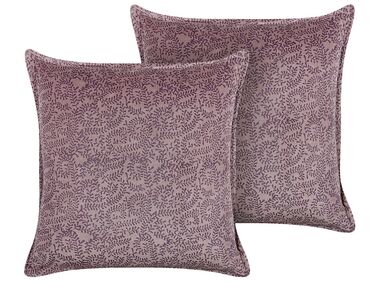 Set van 2 sierkussens KALMIA Fluweel 45 x 45 cm Roze bloempatroon