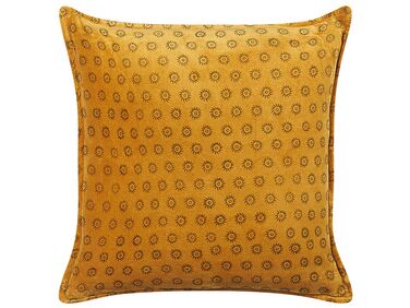 Throw Cushion RAPIS Velvet 45 x 45 cm Yellow Geometric Pattern
