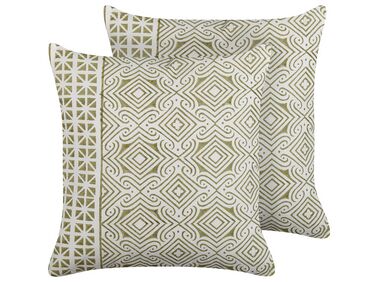 Set van 2 sierkussens LARICS Katoen 45 x 45 cm Groen oosters patroon