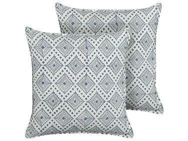 Set van 2 sierkussens CORDATA Katoen 45 x 45 cm Blauw oosters patroon