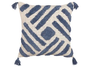Sierkussen JACARANDA Katoen 45 x 45 cm Blauw geometrisch patroon