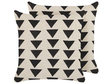 Set van 2 sierkussens CERCIS Katoen 45 x 45 cm Beige geometrisch patroon