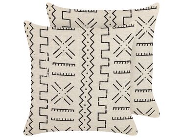 Set van 2 sierkussens MYRICA Katoen 45 x 45 cm Wit geometrisch patroon