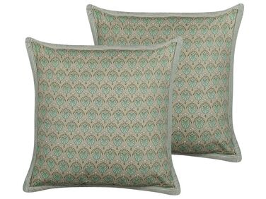 Set van 2 sierkussens PICTUS Fluweel 45 x 45 cm Groen bladpatroon