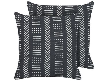 Set van 2 sierkussens BENZOIN Katoen 45 x 45 cm Zwart geometrisch patroon