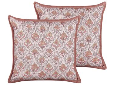 Set van 2 sierkussens PICEA Fluweel 45 x 45 cm Rood bloempatroon