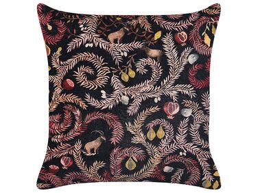 Throw Cushion RICINUS Velvet 45 x 45 cm Black Oriental Pattern