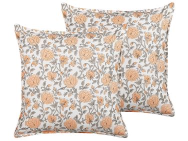 Set van 2 sierkussens MEADIA Katoen 45 x 45 cm Rood bloempatroon