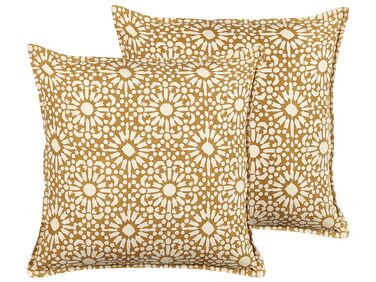 Set van 2 sierkussens CEIBA Katoen 45 x 45 cm Beige geometrisch patroon