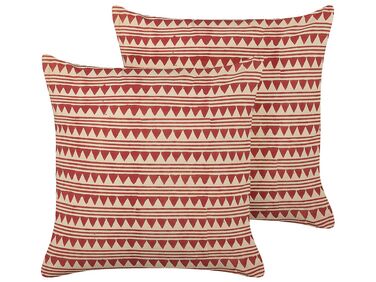 Set van 2 sierkussens DEGLUPTA Katoen 45 x 45 cm Rood chevron patroon