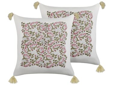Set van 2 sierkussens CARISSA Katoen 45 x 45 cm Meerkleurig bloempatroon
