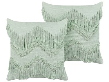 Set van 2 sierkussens BACOPA Katoen 45 x 45 cm Groen chevron patroon