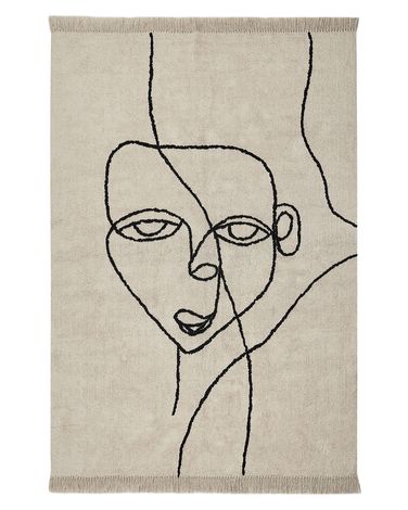 Vloerkleed NURU Lichtbeige 140 x 200 cm Katoen