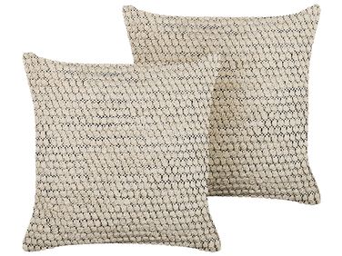 Set van 2 sierkussens HOWEA Katoen 45 x 45 cm Beige geometrisch patroon