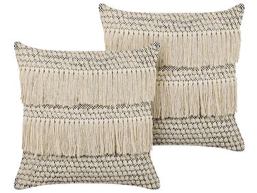 Set van 2 sierkussens IRESINE Katoen 45 x 45 cm Beige geometrisch patroon