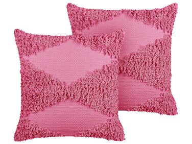 Set van 2 sierkussens RHOEO Katoen 45 x 45 cm Roze