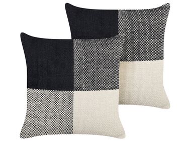 Set van 2 sierkussens LAELIA Katoen 45 x 45 cm Zwart patchwork