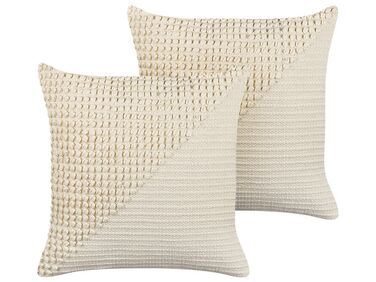 Set van 2 sierkussens PELLAEA Katoen 45 x 45 cm Lichtbeige geometrisch patroon