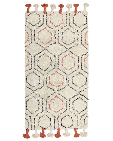 Vloerkleed HAJIPUR Beige 80 x 150 cm Katoen