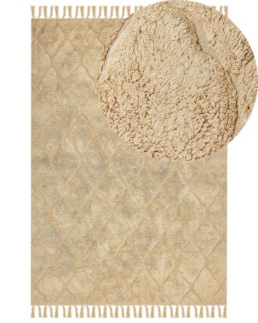 Vloerkleed SANLIURFA Zandbeige 160 x 230 cm Katoen