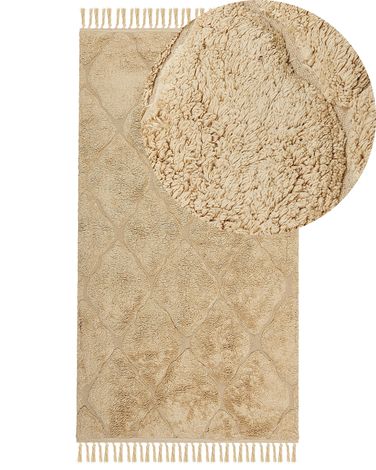 Vloerkleed SANLIURFA Zandbeige 80 x 150 cm Katoen
