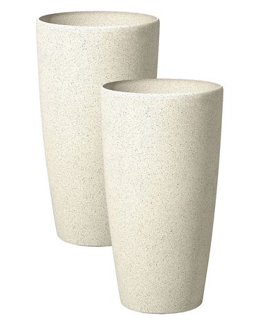 Set of 2 Plant Pots ABDERA 23 cm Light Beige