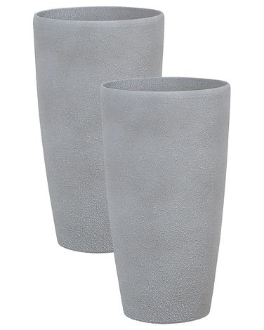 Set of 2 Plant Pots ABDERA 31 cm Grey