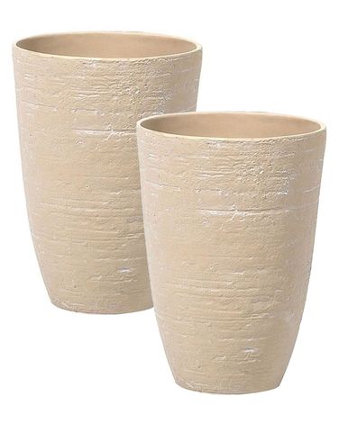 Set of 2 Plant Pots CAMIA 35 cm Beige