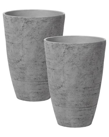 Set of 2 Plant Pots CAMIA 43 cm Grey