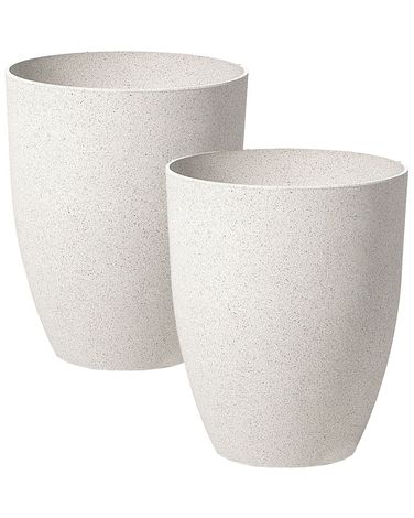 Set of 2 Plant Pots CROTON 43 cm Off-White