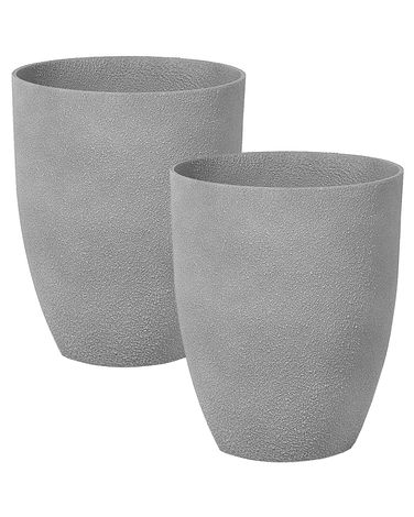 Set of 2 Plant Pots CROTON 35 cm Grey