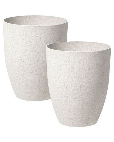 Set of 2 Plant Pots CROTON 35 cm Off-White