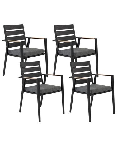 Set van 4 stoelen met zitkussen TAVIANO Metaal Zwart
