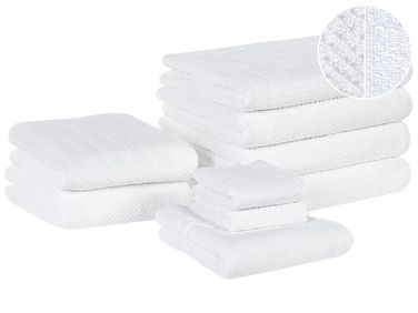 Set of 9 Towels MITIARO Terry Cotton White