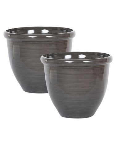 Set of 2 Plant Pots TESALIA 44 cm Brown