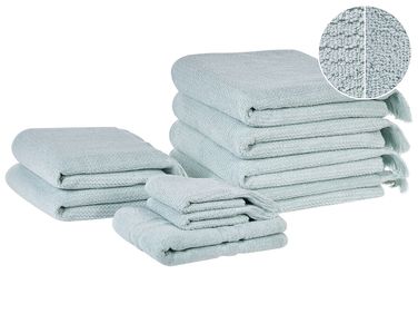 Set of 9 Towels ATIU Terry Cotton Mint Green