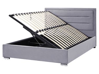 Ottoman Bed Velvet ROUEN 160 x 200 cm (EU King Size) Dark Grey