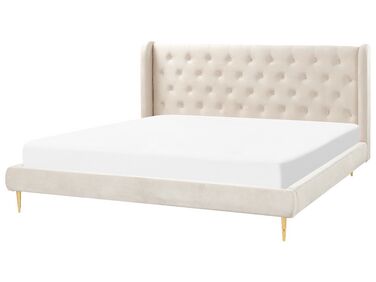 Bed Velvet FORBACH 180 x 200 cm (EU Super King) Beige