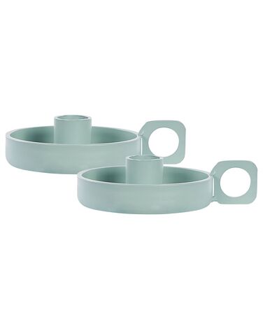 Set of 2 Candle Holders CHORIO Metal 4 cm Mint Green