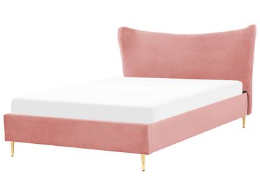 Bed Velvet CHALEIX 160 x 200 cm (EU King Size) Peach Pink