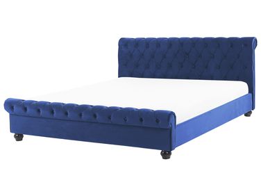 Waterbed Fluweel AVALLON 160 x 200 cm Marineblauw