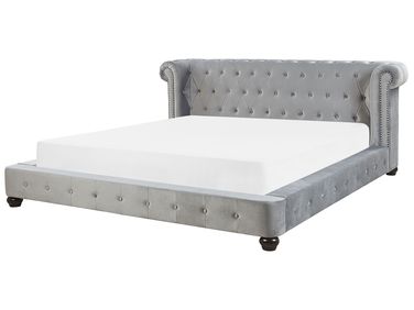 Waterbed Fluweel CAVAILLON 180 x 200 cm Lichtgrijs