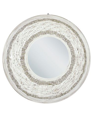 Wandspiegel SOLEDAD 61 cm 61 cm Bamboe Wit